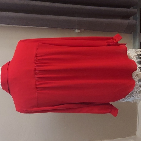 H&M Womens Red Button Down Long Sleeve Dress Blouse - Picture 8 of 11